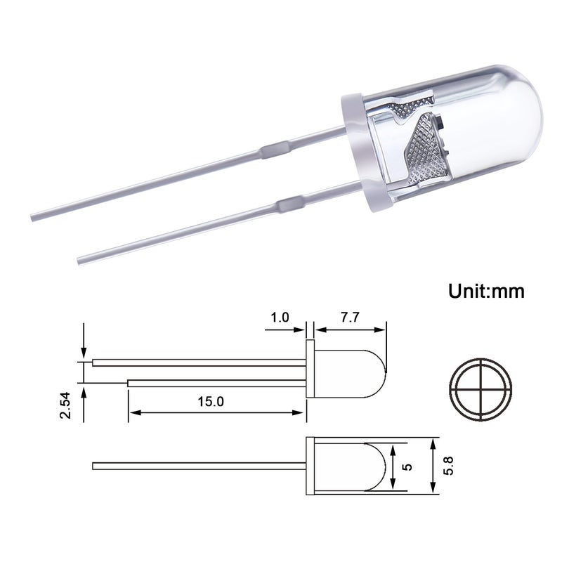 EBOOT 100 Pieces Clear LED Light Emitting Diodes Bulb LED Lamp, 5 mm(Multicolor) - Image 3